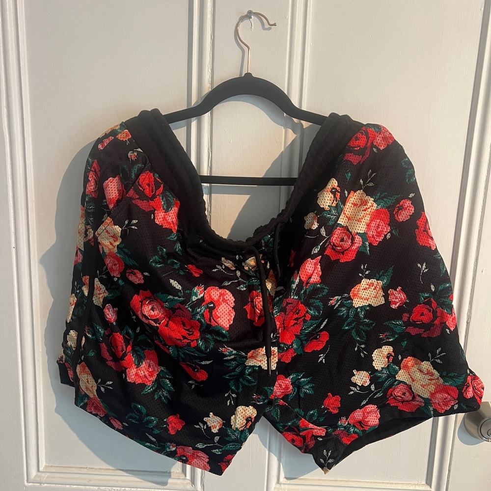 Primark Black Floral Athletic Shorts